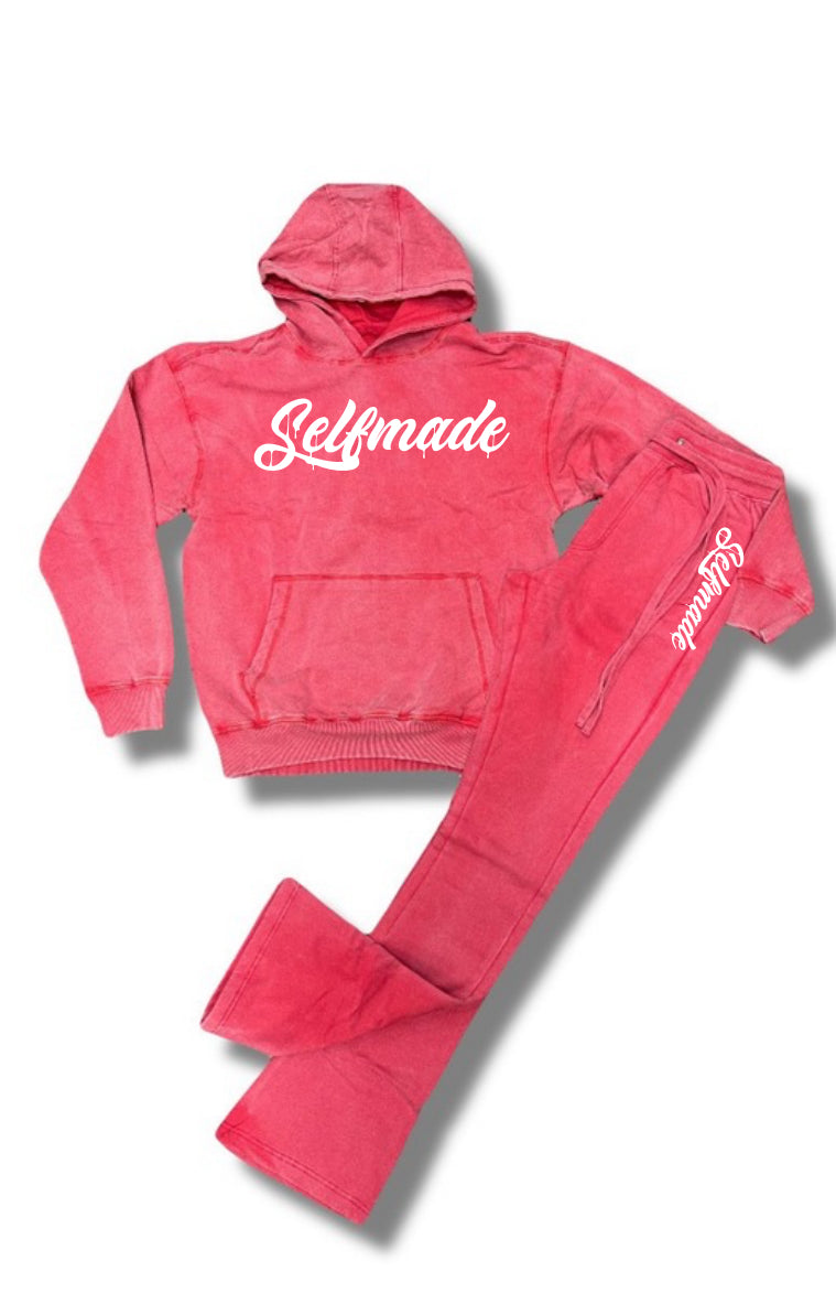 Selfmade Acid Washed Stacked Pullover Hoodie Sets (SWIPE)