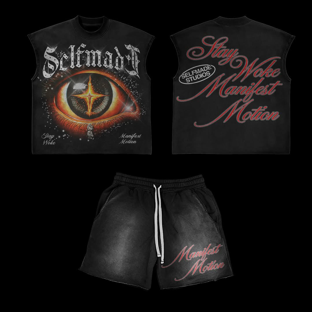 Premium Black Selfmade “Manifest Motion” Sleeveless Set