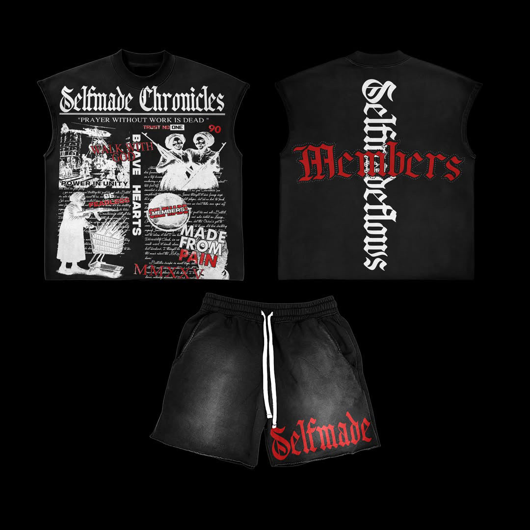 Premium Black Selfmade “Chronicles” Sleeveless Set