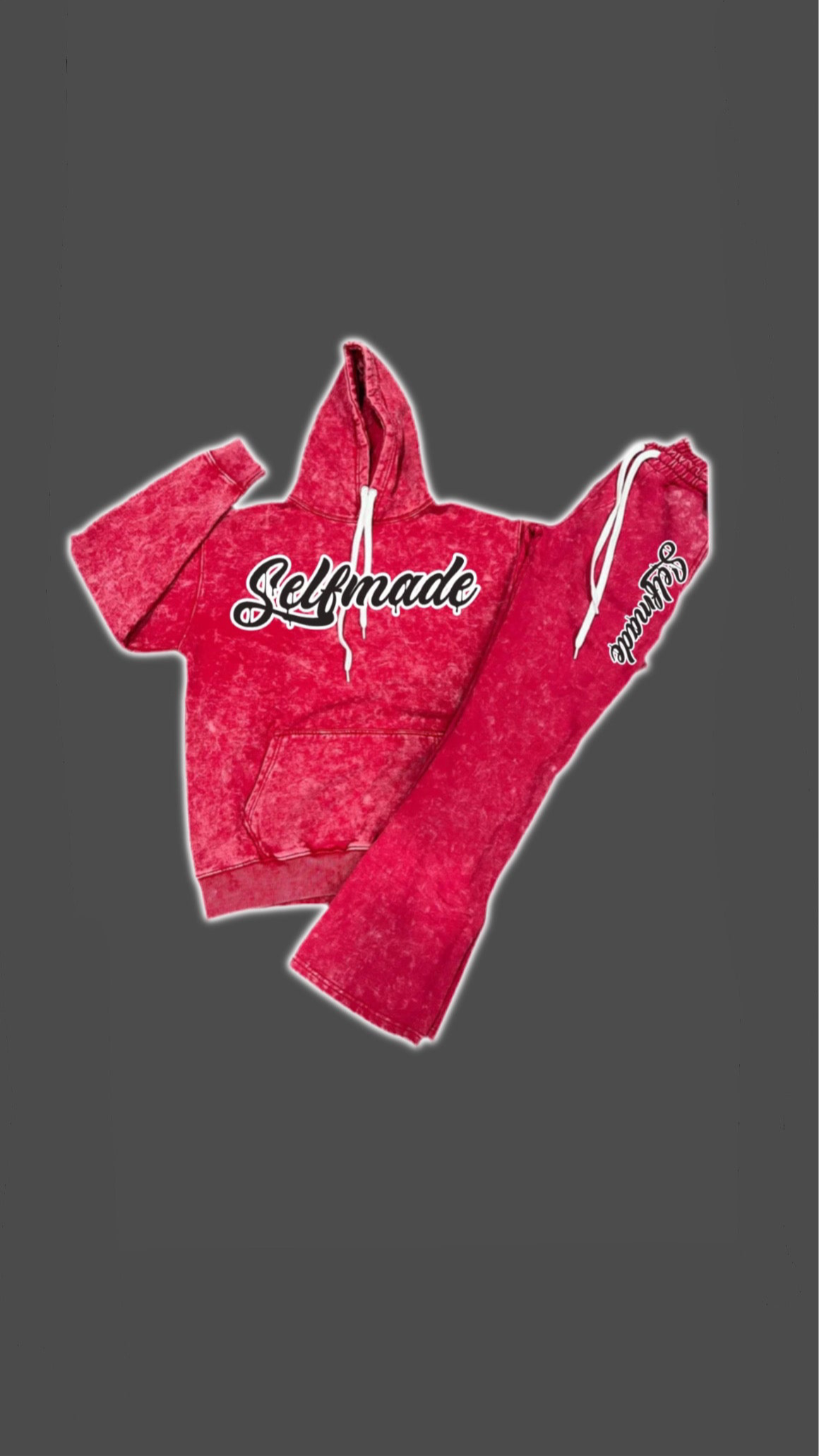 Selfmade Acid Washed Stacked Pullover Hoodie Sets (SWIPE)