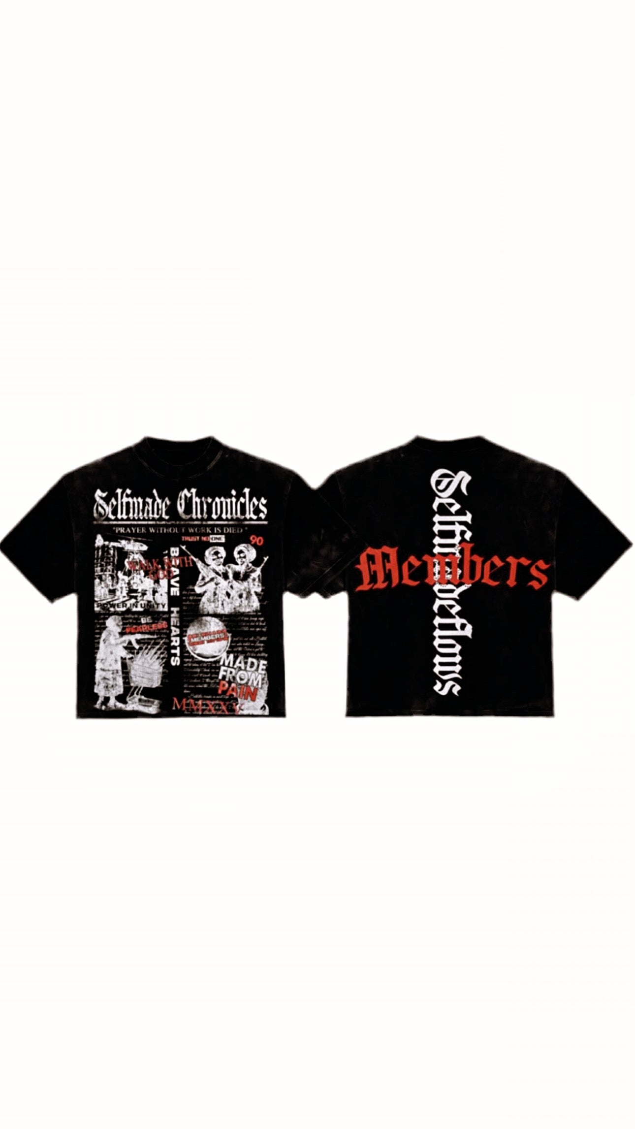 Premium Black Selfmade “Chronicles” Crew Neck Shirt